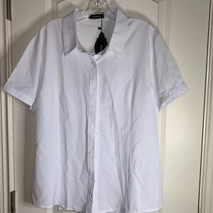 Atnlewhi WOMENS short Sleeve Button Front Shirt 3XL White NWT